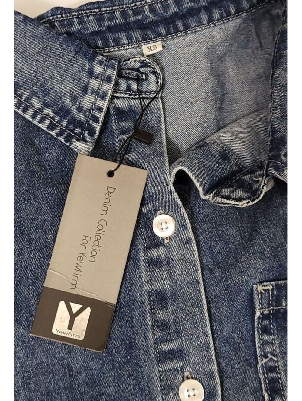 Yewfirm Denim Collection Blue Denim Shirt Women's Jean's Sexy Fashion Dress XS - Picture 8 of 9